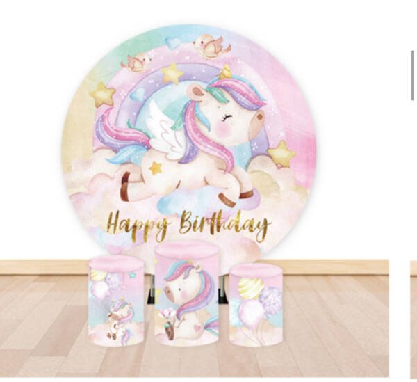 Forros de tela para decoraciones de fiesta unicornio de feliz cumpleaños